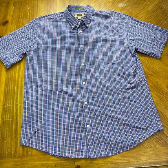 Foundry Supply Co Purple Blue Plaid Short Sleeve Button-Up XLT Shirt - Picture 1 of 6